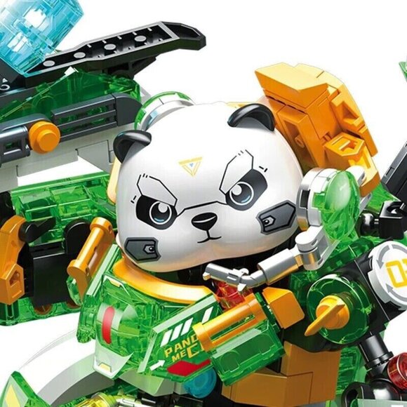 618PCS Green Panda Mecha Building Blocks Creative Luminous Building Bricks - Picture 4 of 6